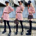 Roosa Vööga Kudumkleit