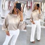 Roosa Kuldsete Nööpidega Langev Pluus