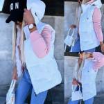 Šviesiai Rausvos Spalvos Trumpesnė Liemenė Iš Vandeniui Atsparios Medžiagos