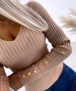 Roosa V-lõikega Džemper