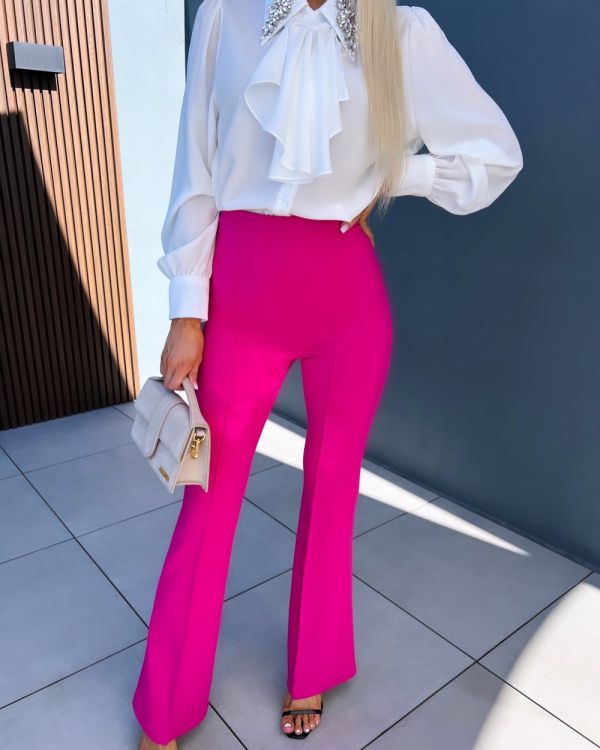 Fuchsia Full-length Stretch Pants