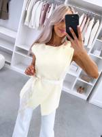 Balta Liemenė-švarkas Su Surišamu Priekiu