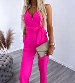 Gaiši Rozā Garš Kombinezons Ar Kabatām 