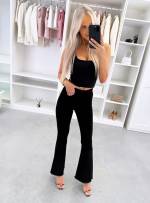 Czarny Jeansy Comfort Fit Z Szeroką Nogawką