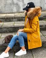 Темно-серый Водонепроницаемая зимняя куртка с натуральным мехом