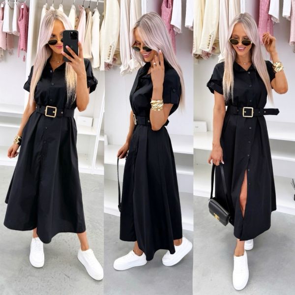 Czarny Sukienka Z Paskiem