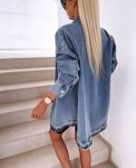Sinine Oversized Trukkidega Teksajakk