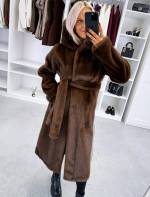 Светло-бежевый Роскошное зимнее пальто с капюшоном