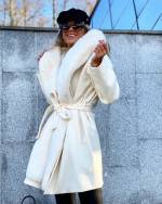 Juoda Surišamas žieminis Paltas Su Gaubtuvu