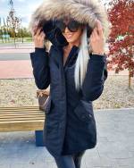 Темно-серый Водонепроницаемая зимняя куртка с натуральным мехом