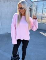 Roosa Laiemate Varrukatega Pehme Kampsun