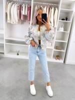 Šviesiai Mėlynas Gėlėtas švarkas