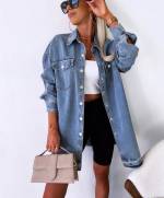 Hall Oversized Trukkidega Teksajakk