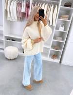 Розовый Объёмный джемпер с высоким воротом