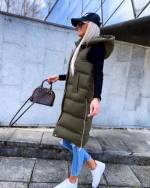 Helesinine Pikem Kapuutsiga Vest