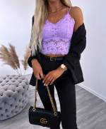 Punane Venivast Pitsist Crop Top