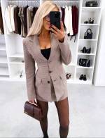 Pruun Taljesse Nööpidega Pintsak