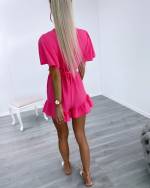 Valge Keskelt Paelaga Lühike Jumpsuit