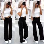 Black Straight-cut Pants With Belt