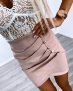 Must Kuldsete Nööpidega Seemisnahkne Seelik