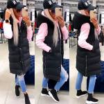 Helesinine Pikem Kapuutsiga Vest