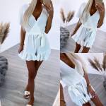 Roosa Keskelt Paelaga Lühike Jumpsuit