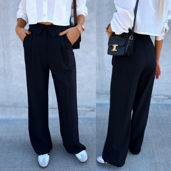 Black Comfortable Straight-cut Pants