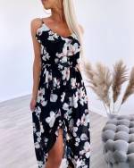 Rožinis Trijų Ketvirčių Ilgio Suknelė Su Gėlių Raštu