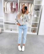 Šviesiai Mėlynas Gėlėtas švarkas