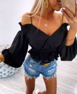 Balta Trumpas Viršus Su Dirželiais