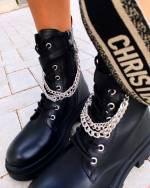 Must Hõbedase Ketiga Mugavad Saapad