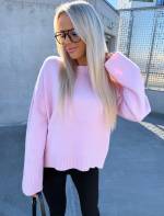 Roosa Laiemate Varrukatega Pehme Kampsun