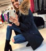 Темно-серый Водонепроницаемая зимняя куртка с натуральным мехом