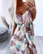 Rožinis Trijų Ketvirčių Ilgio Suknelė Su Gėlių Raštu