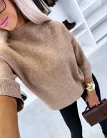 Roosa Kõrgema Kraega Mugav Kampsun