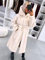 Светло-бежевый Роскошное зимнее пальто с капюшоном