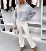 Серый Мягкий свитер в стиле худи