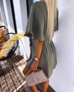 Khaki Keskelt Seotav Jumpsuit