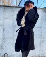 Smėlio Spalvos Surišamas žieminis Paltas Su Gaubtuvu