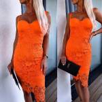 Juoda Bodycon Nėriniuota Suknelė