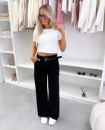 Черный Прямые мягкие эластичные джинсы с ремнем