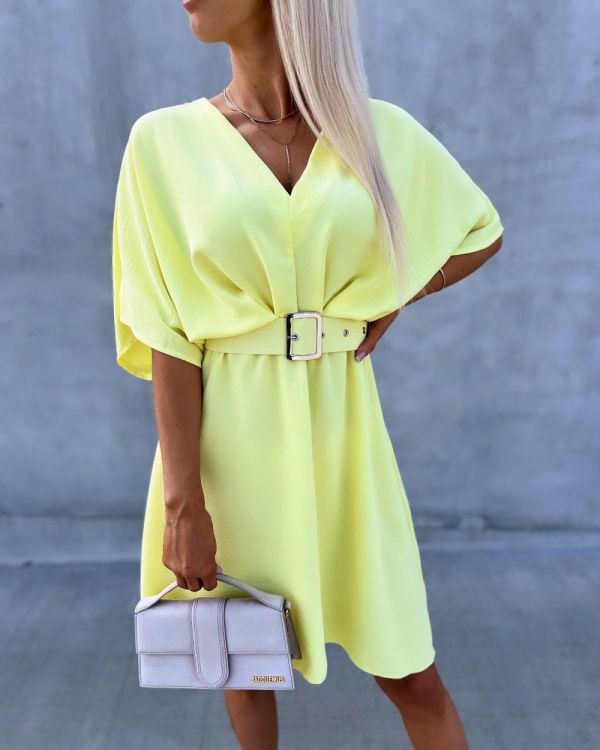 Yellow Belted Dress