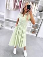 Розовый Удобное платье с поясом