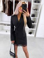 Черный Приталенное платье-пиджак