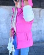 Šviesiai Rausvos Spalvos Trumpesnė Liemenė Iš Vandeniui Atsparios Medžiagos