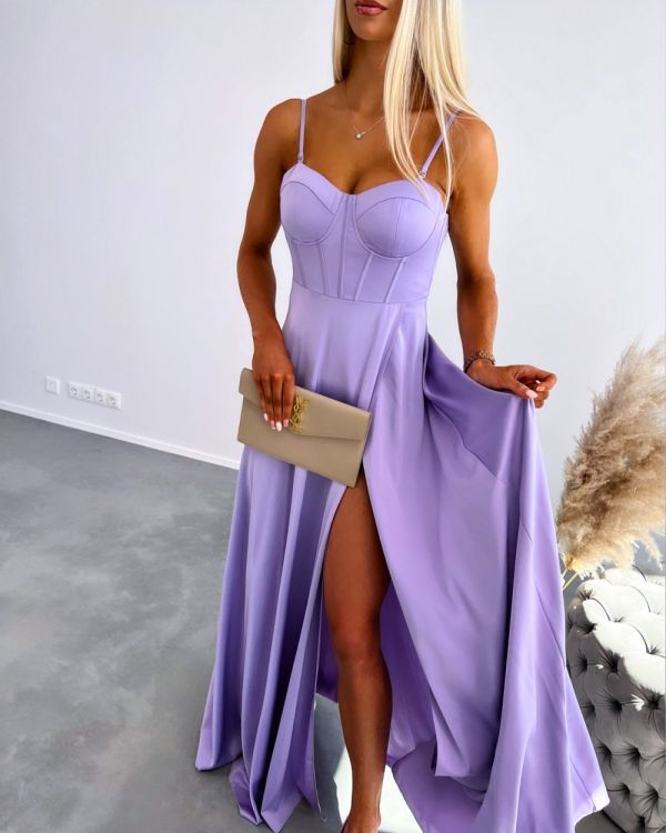 Purple Silky Maxi Dress