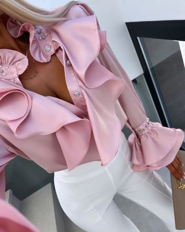 Light Pink Blouse With Pearls