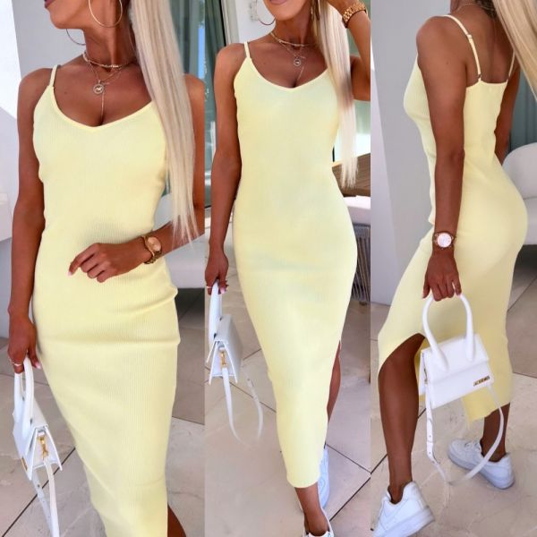 Yellow Slit Casual Dress