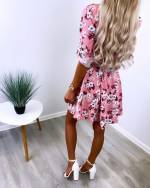 Balta Gėlėta Suknelė Su Diržu