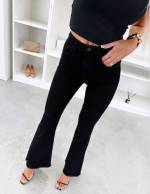 Czarny Jeansy Comfort Fit Z Szeroką Nogawką